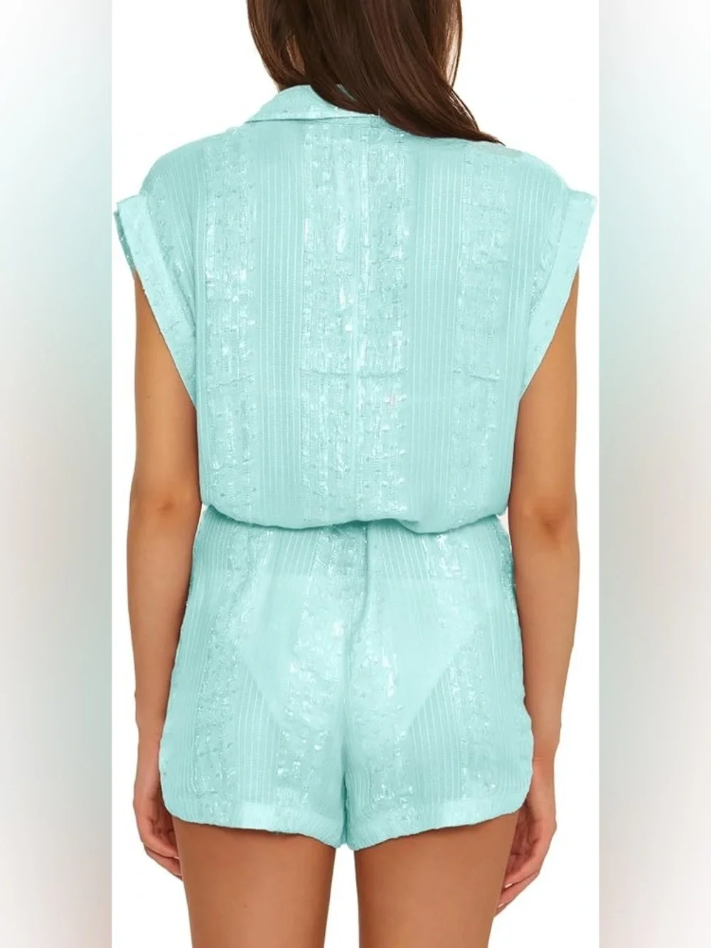 Isabella Rose Aqua Swim Cover Up Romper sz M